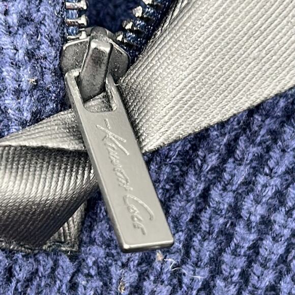 KENNETH COLE NEW YORK WAFFLE KNIT ELBOW PATCH MENS SWEATER SIZE XL NAVY BLUE - Picture 8 of 14